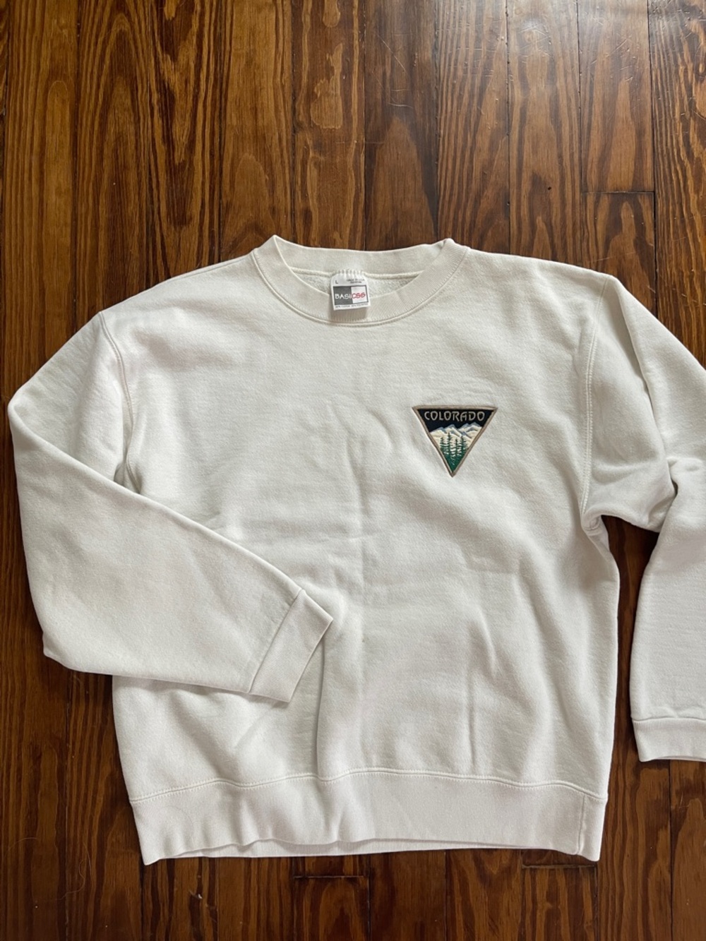 White Crewneck Sweatshirt with Colorado Patch